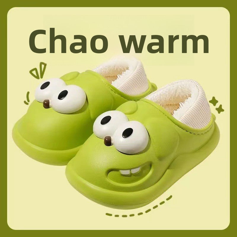 Cartoon cute big-eyed dog waterproof cotton slippers