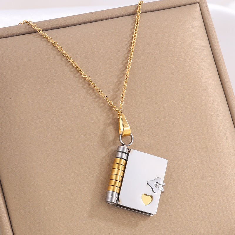 Titanium steel girls love letter necklace can be opened