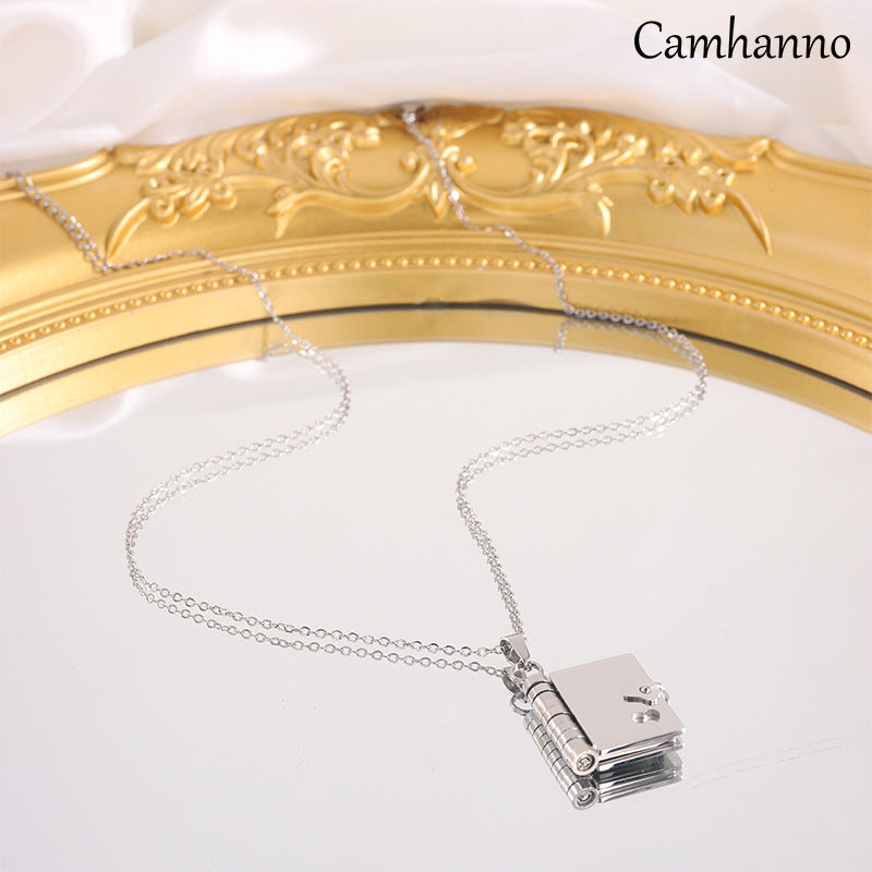 Titanium steel girls love letter necklace can be opened