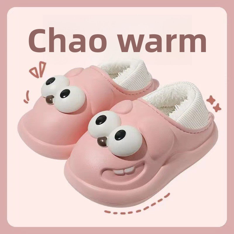 Cartoon cute big-eyed dog waterproof cotton slippers
