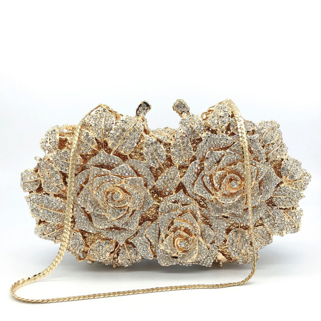 Cut Out Rose Flower Diamond Dinner Bag