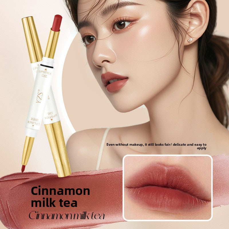 Soft fog non-stick cup double head lipstick