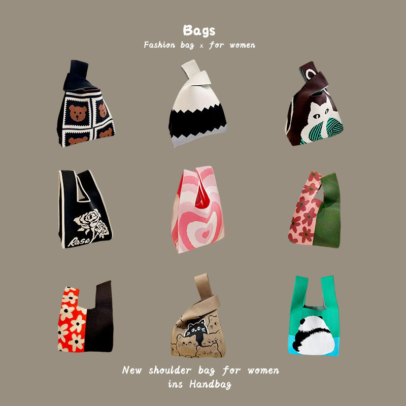 Women's Knitted Wool Bucket Bag